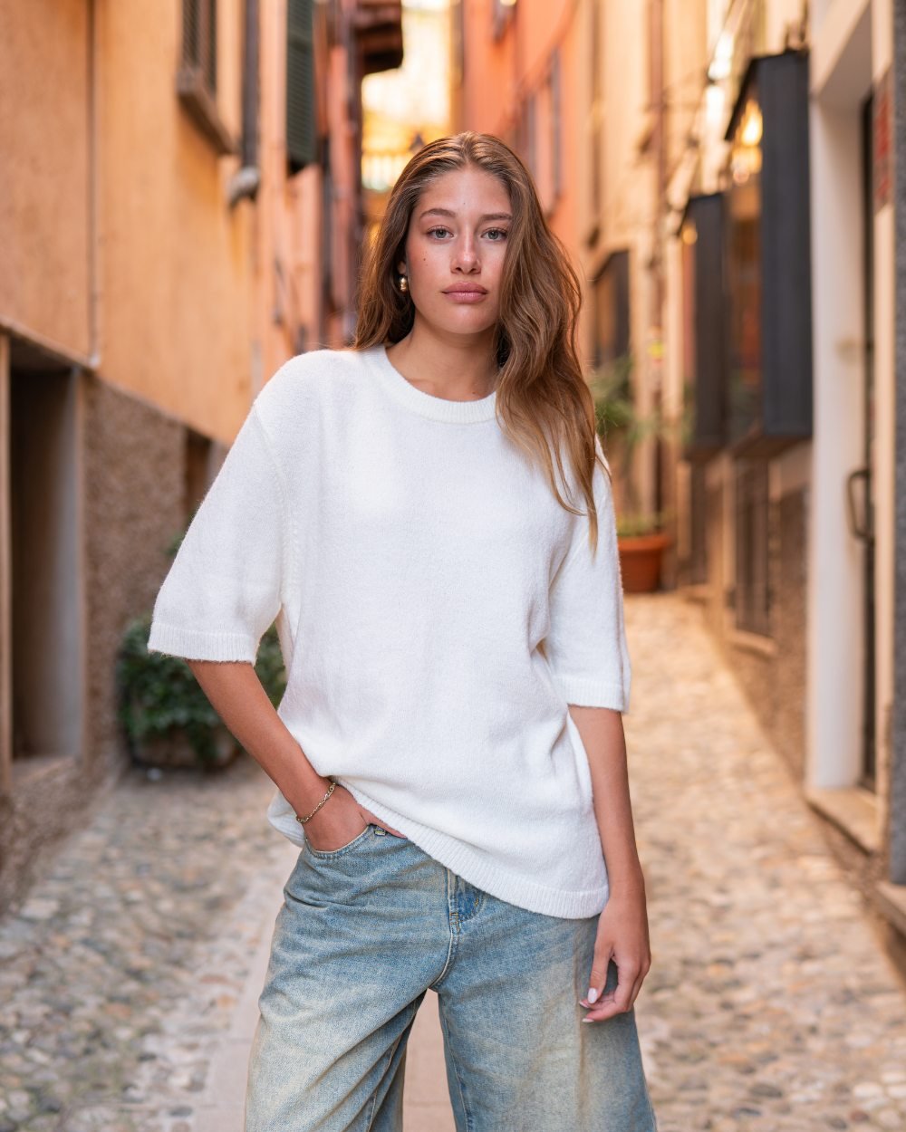 Knitted t-shirt White | Skagen - clothing.dk